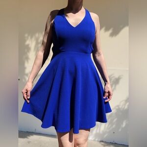 Lulus Royal Blue Katrina Halter Dress Criss Cross Straps Open Back Size S NWT